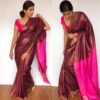 Maroon Handloom Tussar Ghicha Silk Saree