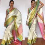 Silver White Kora Silk Saree with Silver Zari Weaves - Image 4