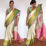 Silver White Kora Silk Saree with Silver Zari Weaves - Image 3
