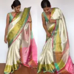 Silver White Kora Silk Saree with Silver Zari Weaves