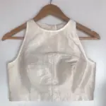 White Semi Raw Silk Blouse - Image 4