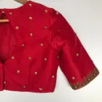 Red Raw Silk Hand Embroidered Blouse - Image 8