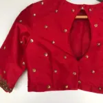 Red Raw Silk Hand Embroidered Blouse - Image 9