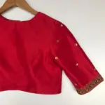 Red Raw Silk Hand Embroidered Blouse - Image 6