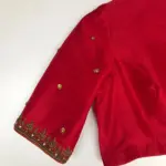 Red Raw Silk Hand Embroidered Blouse - Image 7