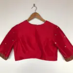 Red Raw Silk Hand Embroidered Blouse - Image 5