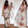 White Kota Silk Saree with Beautiful Floral Prints