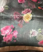 Grey Kota Silk Saree with Beautiful Floral Prints - Image 8