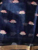 Navyblue Kota Silk Saree with Beautiful Floral Prints - Image 6