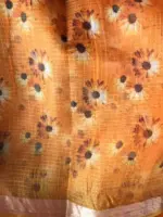 Dark Orange Kota Silk Saree with Beautiful Floral Prints - Image 6