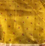 Dark Yellow Kota Silk Saree with Beautiful Floral Prints - Image 6