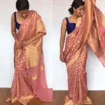 Dusty Pink Banarasi Silk Saree in Georgette adorned with Gold Zari Weaves - Image 2