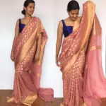 Dusty Pink Banarasi Silk Saree in Georgette adorned with Gold Zari Weaves - Image 4