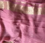 Dusty Pink Banarasi Silk Saree in Georgette adorned with Gold Zari Weaves - Image 7