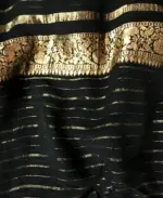 Black Banarasi Silk Saree in Georgette adorned with Gold Zari Weaves - Image 6