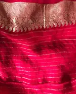 Red Banarasi Silk Saree In Georgette with Gold Zari Motifs - Image 6