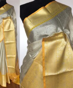Silver White Kora Silk Saree with Silver Zari Weaves