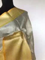 Silver White Kora Silk Saree with Silver Zari Weaves - Image 5