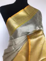 Silver White Kora Silk Saree with Silver Zari Weaves - Image 4