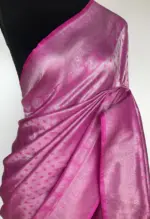 Pink  Banarasi Silk Saree with Silver Zari Weaves - Image 3