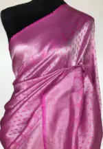 Pink  Banarasi Silk Saree with Silver Zari Weaves - Image 4