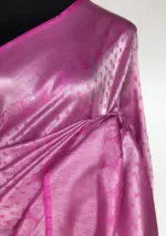 Pink  Banarasi Silk Saree with Silver Zari Weaves - Image 5