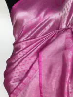Pink  Banarasi Silk Saree with Silver Zari Weaves - Image 6