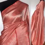 Peach Banarasi Silk Saree with Silver Zari Weaves - Image 2