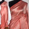 Peach Banarasi Silk Saree with Silver Zari Weaves