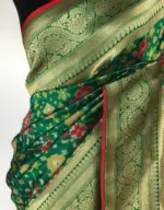 Green Banarasi Silk Saree with Pan Patola Weaves - Image 7