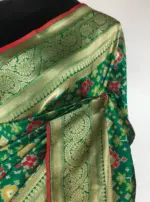Green Banarasi Silk Saree with Pan Patola Weaves - Image 8