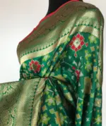 Green Banarasi Silk Saree with Pan Patola Weaves - Image 6