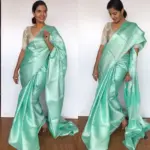 Mint Banarasi Silk Saree with Silver Zari Weaves - Image 2