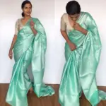 Mint Banarasi Silk Saree with Silver Zari Weaves