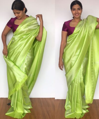 Green Banarasi Silk Saree with Silver Zari Weaves