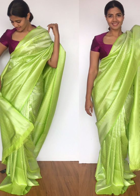 Green Banarasi Silk Saree with Silver Zari Weaves