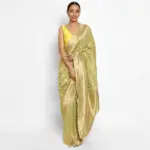 Sea Green Banarasi Silk Saree in Georgette adorned with Gold Zari Weaves