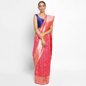 Hot Pink Banarasi Silk Saree with Pan Patola Weaves