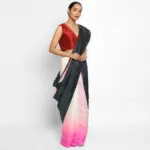 Black Pure Silk Saree with Hand Painted Florals