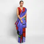 Purple Handpainted Pure Silk Saree