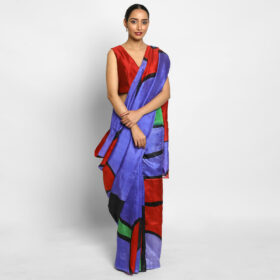 Purple Handpainted Pure Silk Saree
