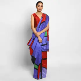 Purple Handpainted Pure Silk Saree