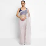 Lilac Embroidered Pure Organza Silk Saree