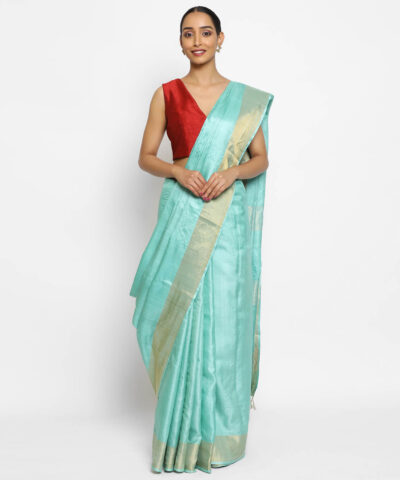 Blue Pure Tussar Silk Saree