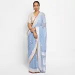 Ice Blue Banarasi Silk Saree in Pure Khaddi Chiffon