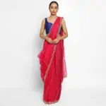 Hot Pink organza saree with Embroidery