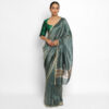 Amber Green Chiniya Silk Saree with Resham Zari Weaves