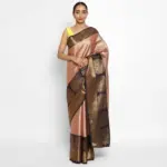 Powder Pink Kora Silk Saree with Gold Zari Weaves