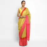 Handwoven Pure yellow Linen Saree