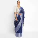 Handwoven Pure Blue Linen Saree